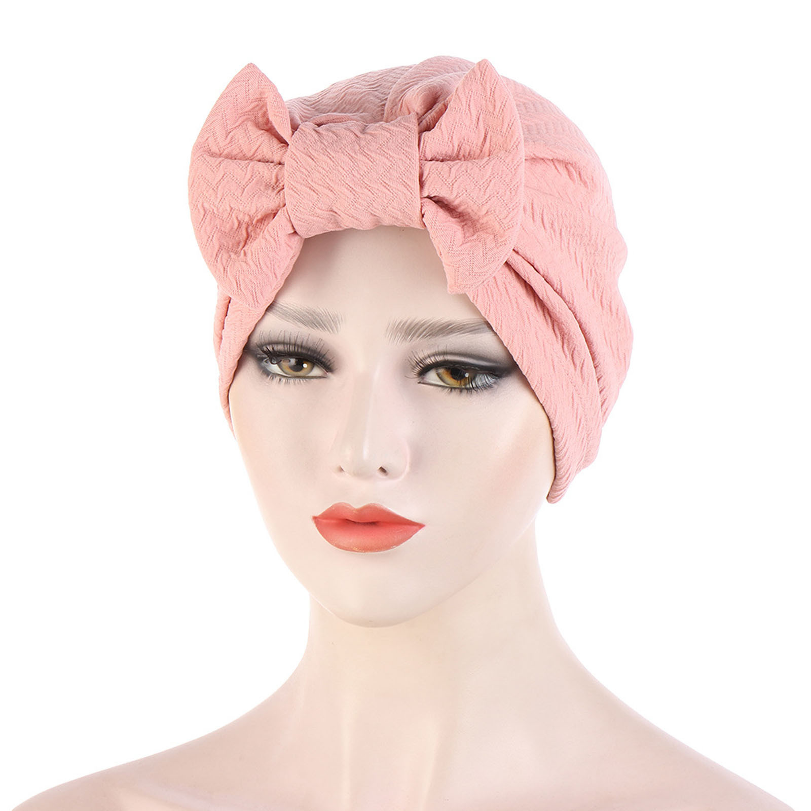 thumbnail image 4 of Gorro turbante musulmán para mujer: pañuelo de poliéster para la cabeza, talla única, color liso, plegable; gorro moderno para el día a día y las vacaciones., 4 of 4